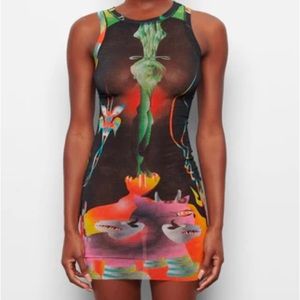 Skims SUMMER MESH HIGH NECK TANK DRESS | OBSIDIAN PRINT